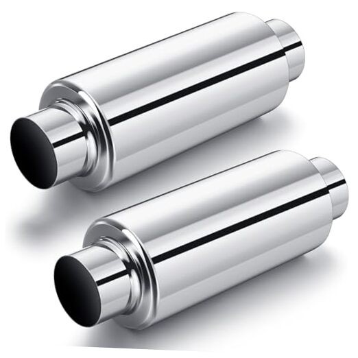 Relaxweex 2 Pcs 2.5″ Inlet Exhaust 2.5″ Inlet 11.5″ Overall Length Silver
