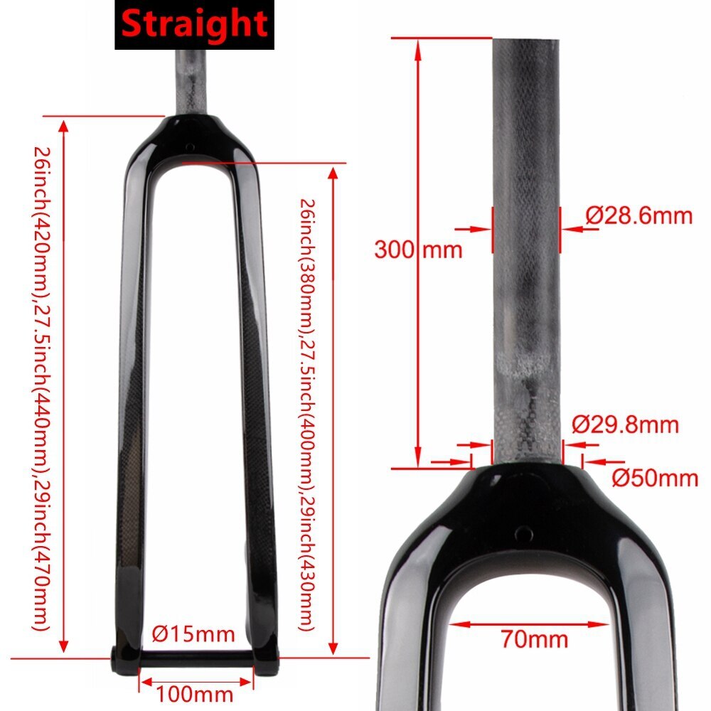 Carbon MTB Bike Mountain Front Fork 26 27.5 29er Thru Axle 15*100mm Disc Froks