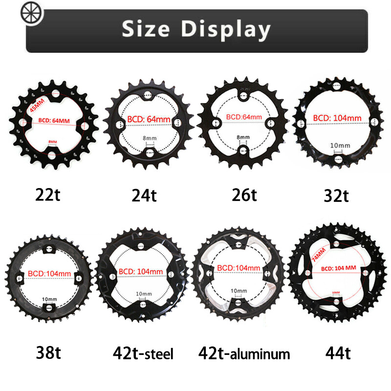 64/104BCD Road/MTB Bike Chainring Round Chain Ring 22 24 32 42 44T Triple Speed