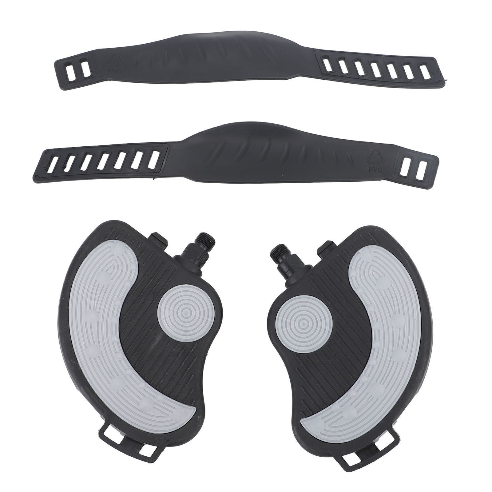 2PCS Exercise Bike Pedals with Straps PP PVC Stainless Steel Universal