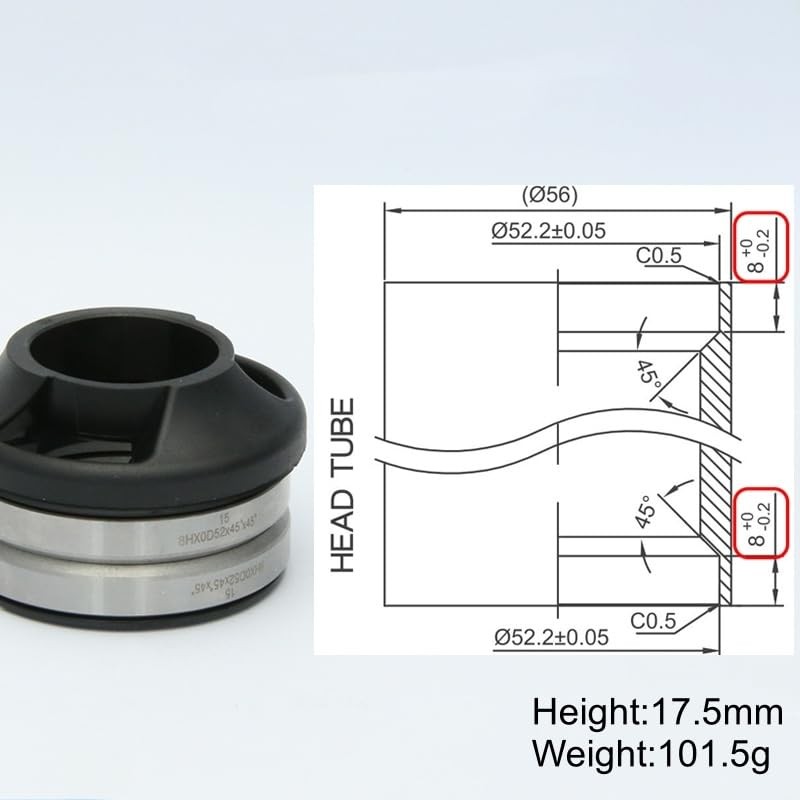 Integrated Cable Routing Threadless Headset 52mm Bike Frame Bearing Parts