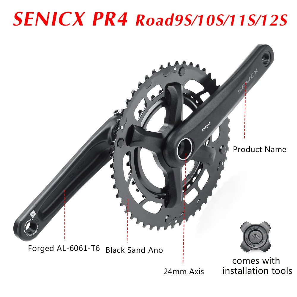 Road Bicycle Crank Set 165MM/170mm/175MM Double Disc 50-34T Bike Chainring