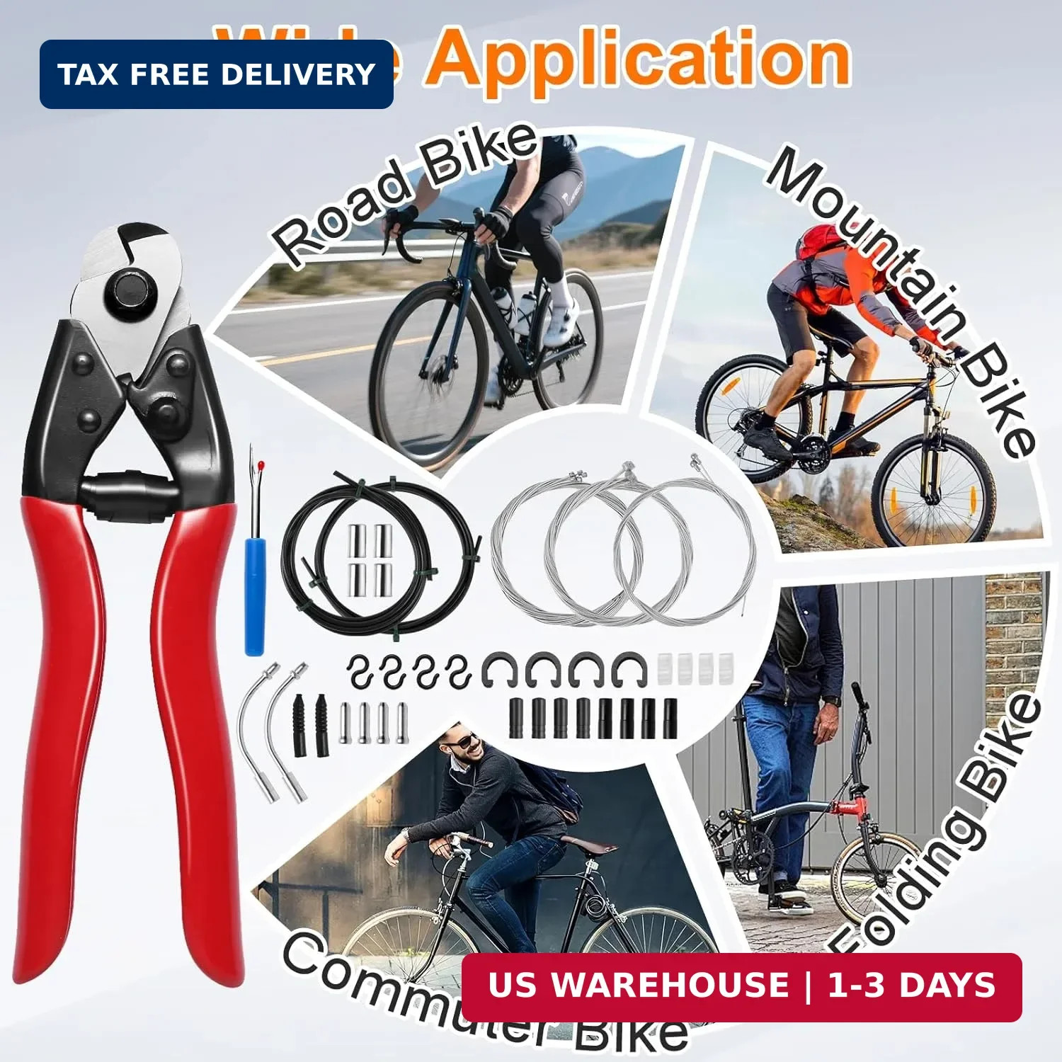 Bike Brake Cable Kit with Stainless Steel Bike Cable Cutter, Brake Cable and Bik