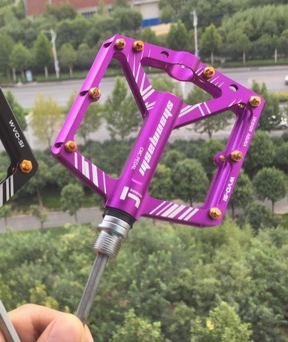 Aluminum Road MTB Mountain Bike XC Bicycle Pedal 4 Bearings Flat Pedals Purple