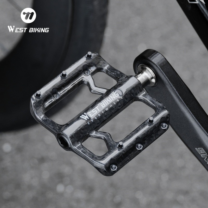 West Biking 3 Bearings Carbon Fibre Titanium Axle Bicycle Pedals Black 180g