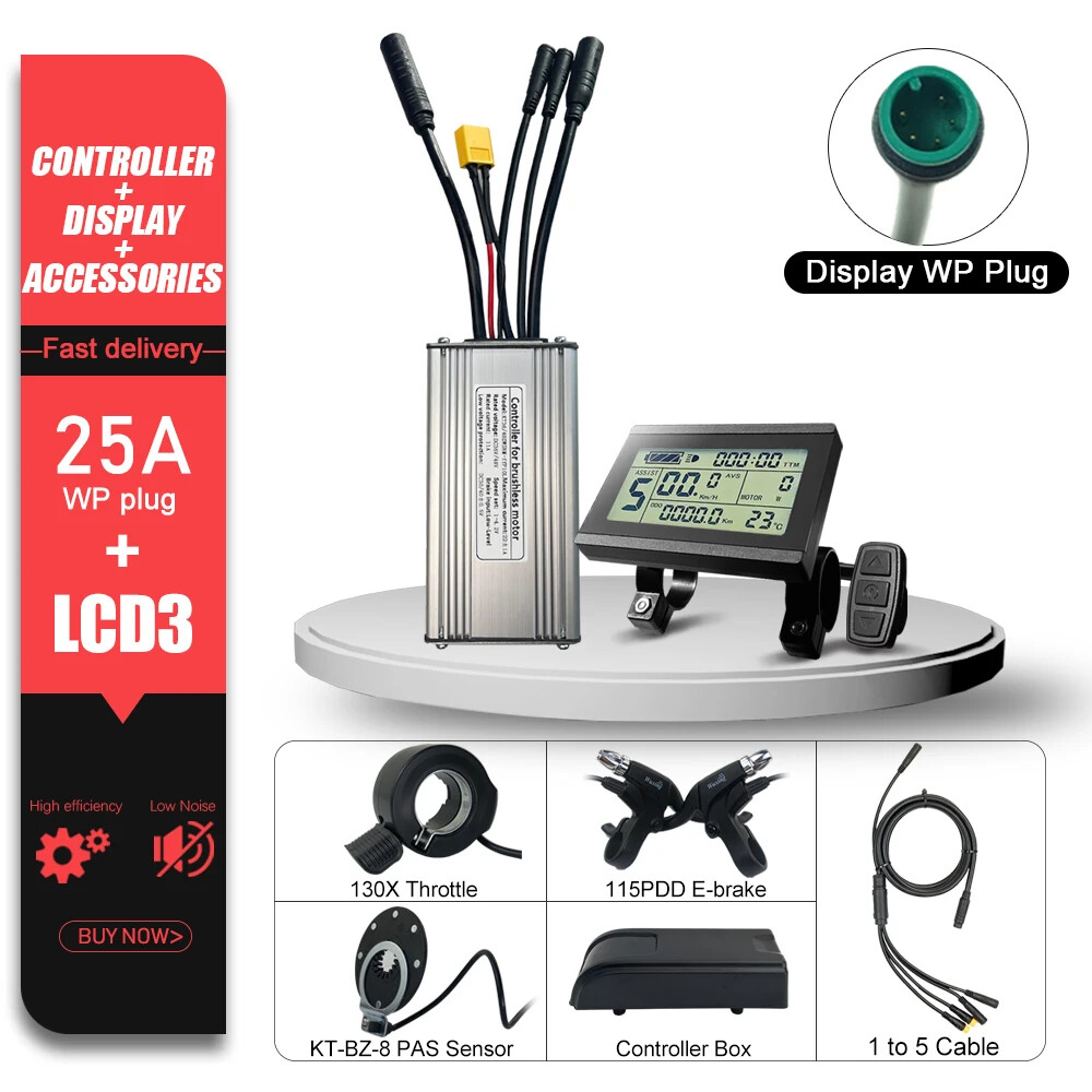 E-bike Sine Wave KT Controller 36V 48V 15A/17A/22A/25A/30A with LCD LED Display