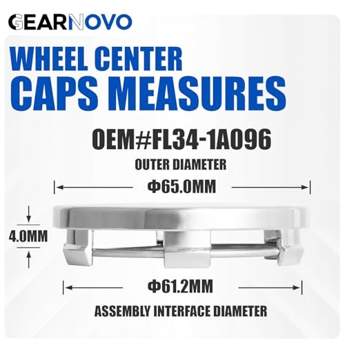 2.6Inch 65MM Wheel Center Caps for Ford Outer 65MM , Inner 61MM Chrome