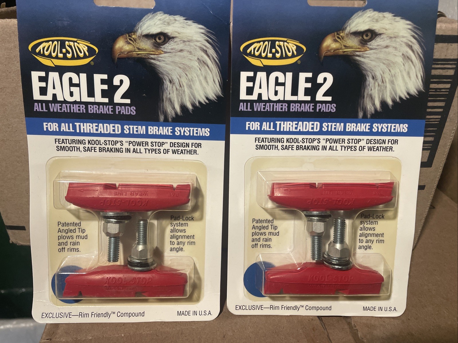 2 Sets Kool Stop Eagle-Claw 4 Pads, Threaded – Salmon