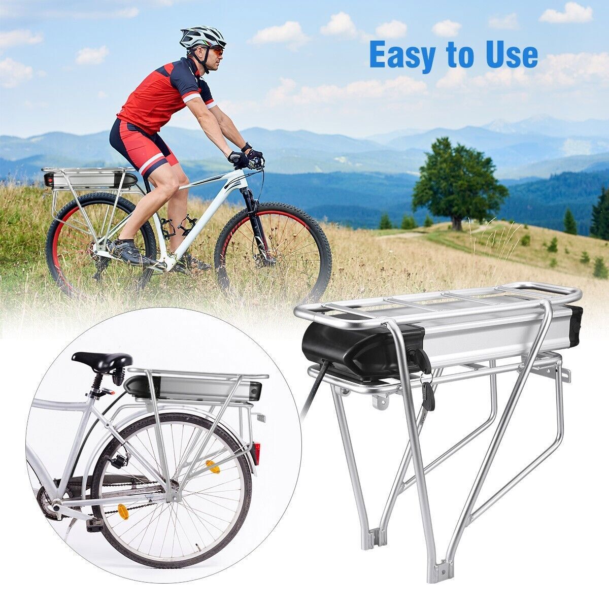 36V 20Ah Rear Rack Lithium Battery for Electric Bicycle Battery Pack Replacement