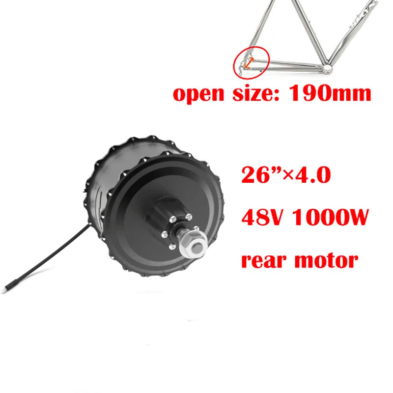 1000W 48V 20 24 26er Snow Ebike Fat Tire Brushless Rear Hub Motor Conversion Kit