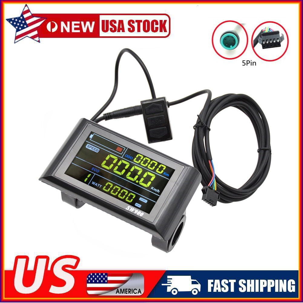 24V/36V/48V/60V E-Bike SW900 Colorful LCD Meter Panel Display SM & WP Plug USA