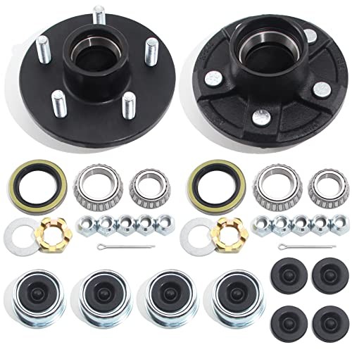 2Sets Trailer Hub Kits 5 on 4.5 for 3500 lbs 1-1/16» to 1-3/8» Tapered Axle,