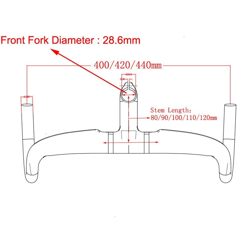 400/420/440mm Carbon Road Bike Integrated Handlebar Bicycle Bent Bars with Stem