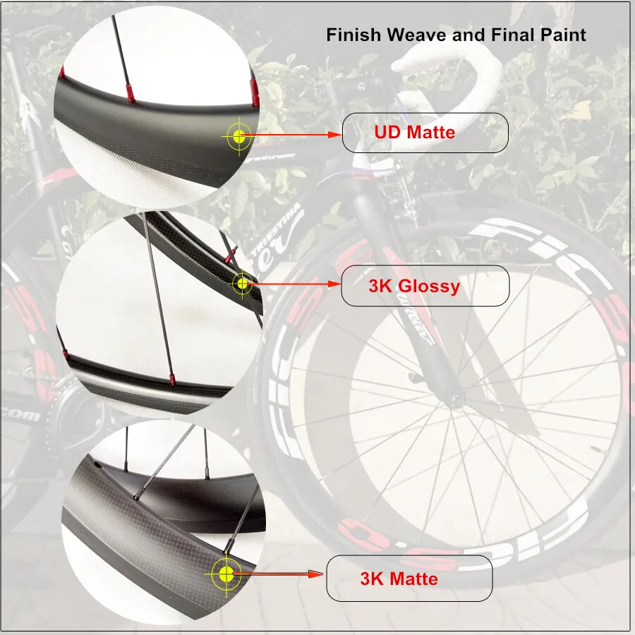 700C Carbon Road Bicycle Tubular Clincher Wheelset 24 38 44 50 60 88mm Wheels