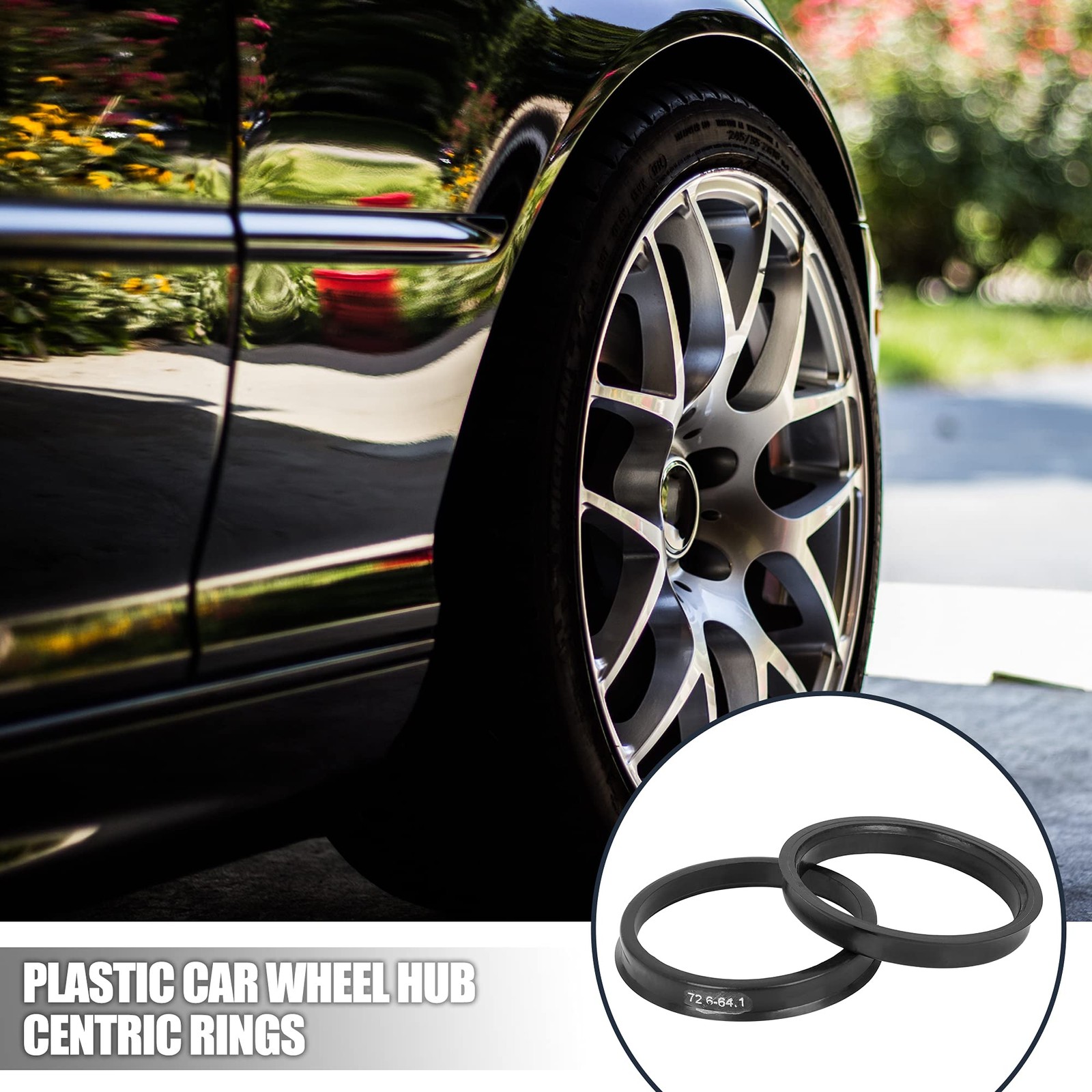 X AUTOHAUX Hub Rings 64.1mm Black 4pcs