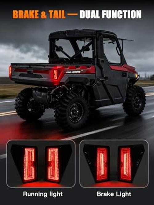 2 Pack UTV Tail Lights for Polaris Ranger 1000 (2020–2025) & Crew 1000 black