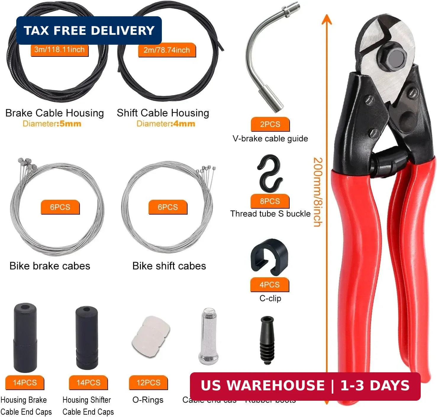 weideer 107PCS Stainless Steel Wire Cutter Bike Brake Cable Housing Shifter Cabl