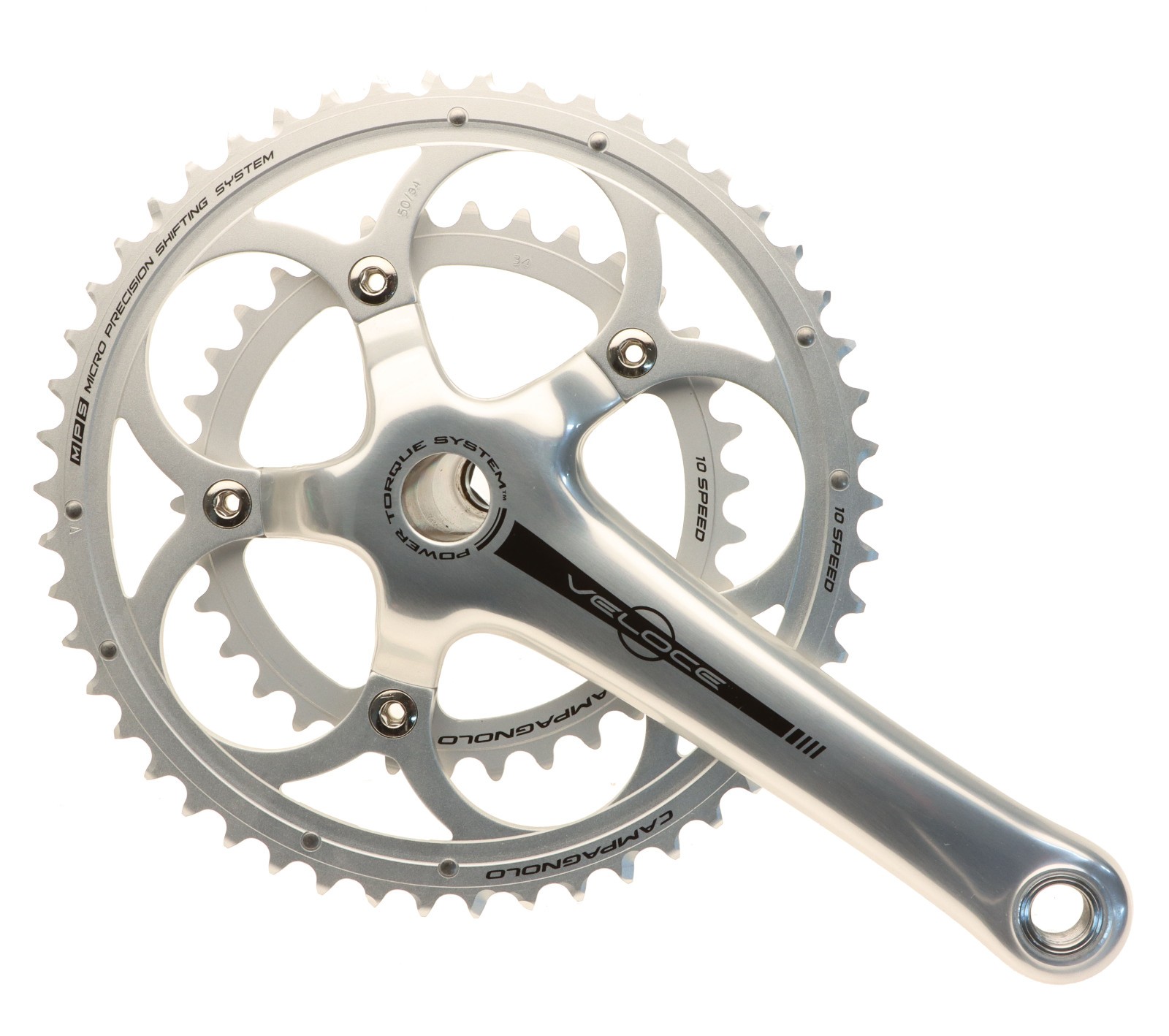 Campagnolo Veloce Crankset 50/34T Compact 10s Silver 172.5mm Power-Torque NOS