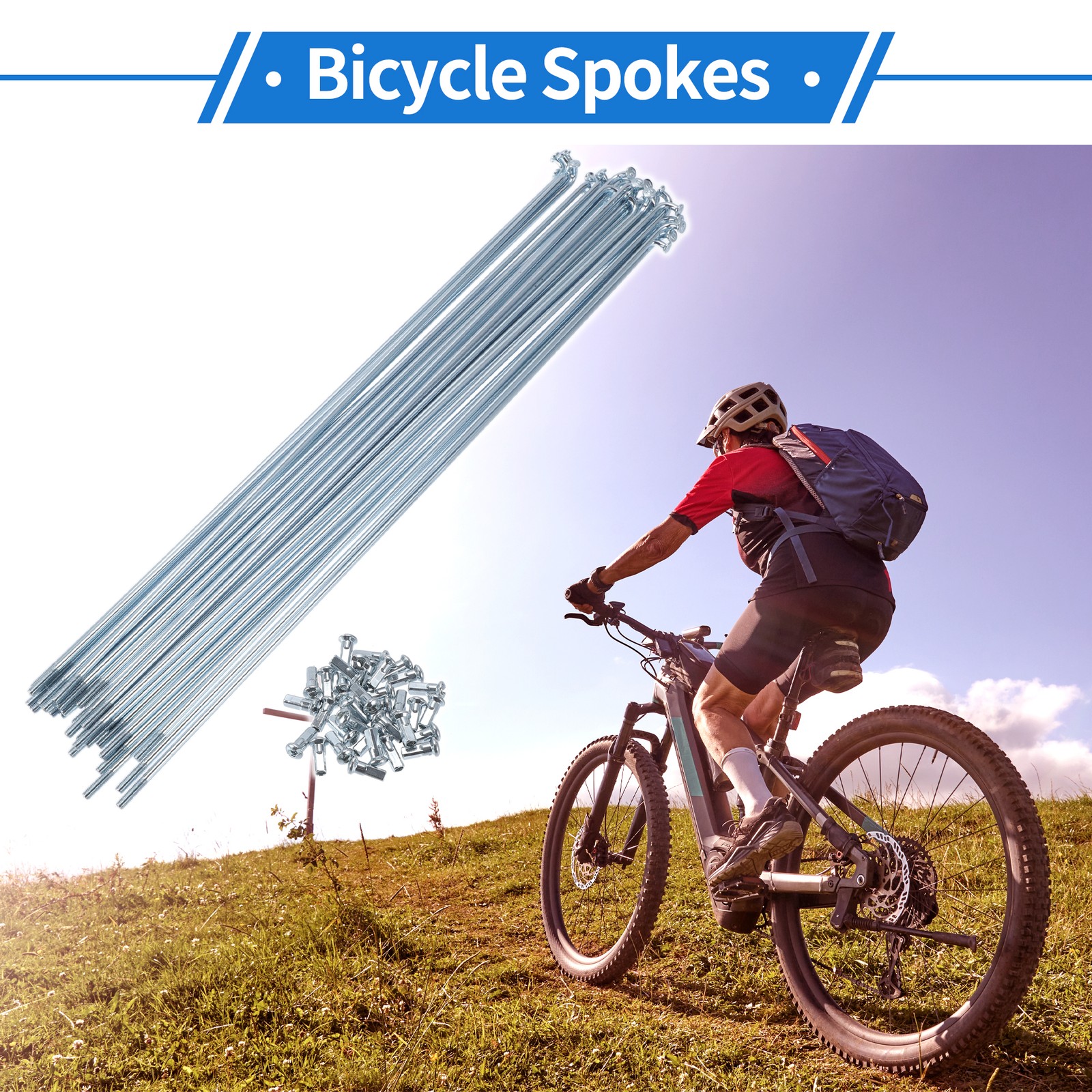1 Set 12G 268mm Length Bicycle Spokes Nipple Carbon Steel Galvanized Universal