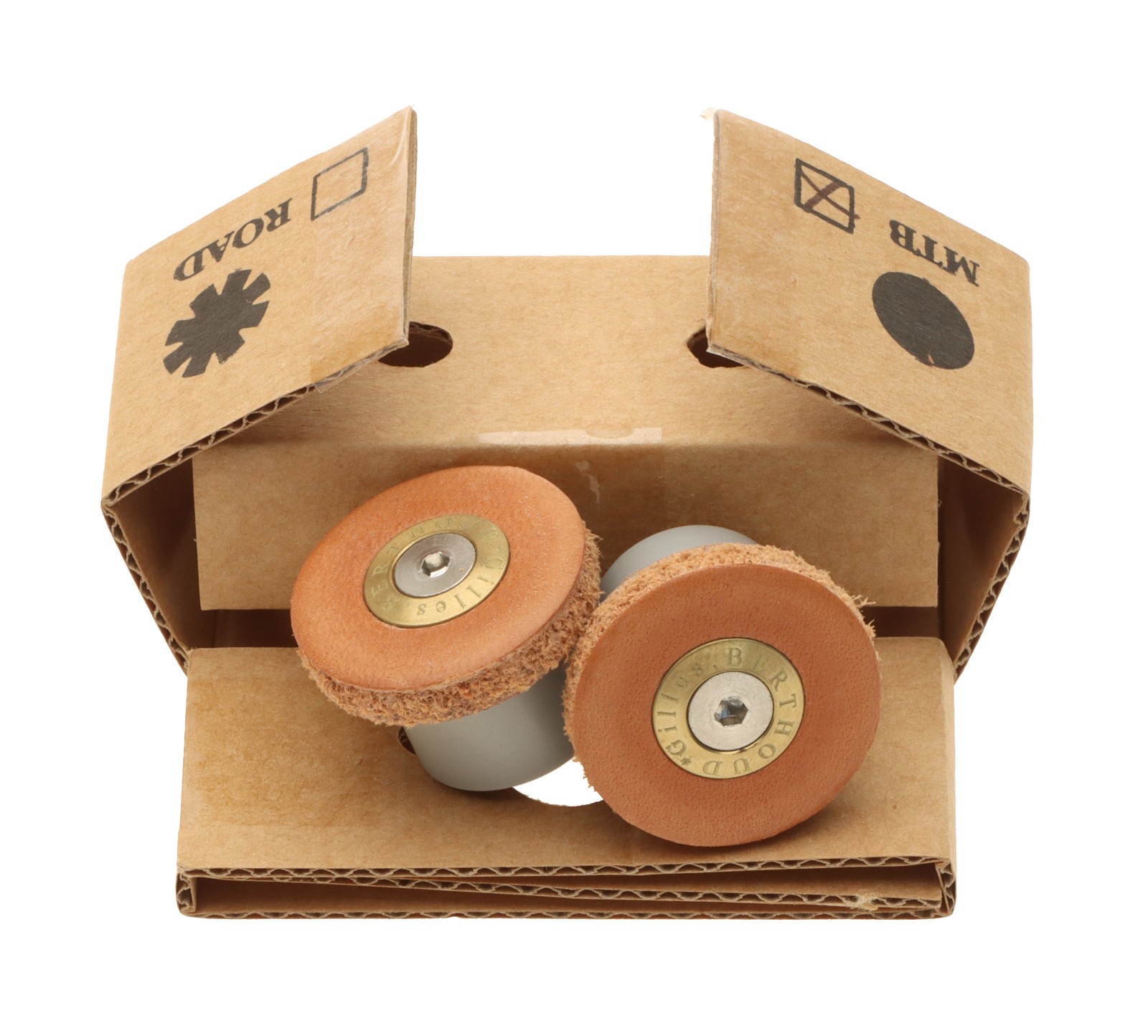 Gilles Berthoud MTB Handlebar End Plugs PAIR Natural Leather NEW NOS NIB