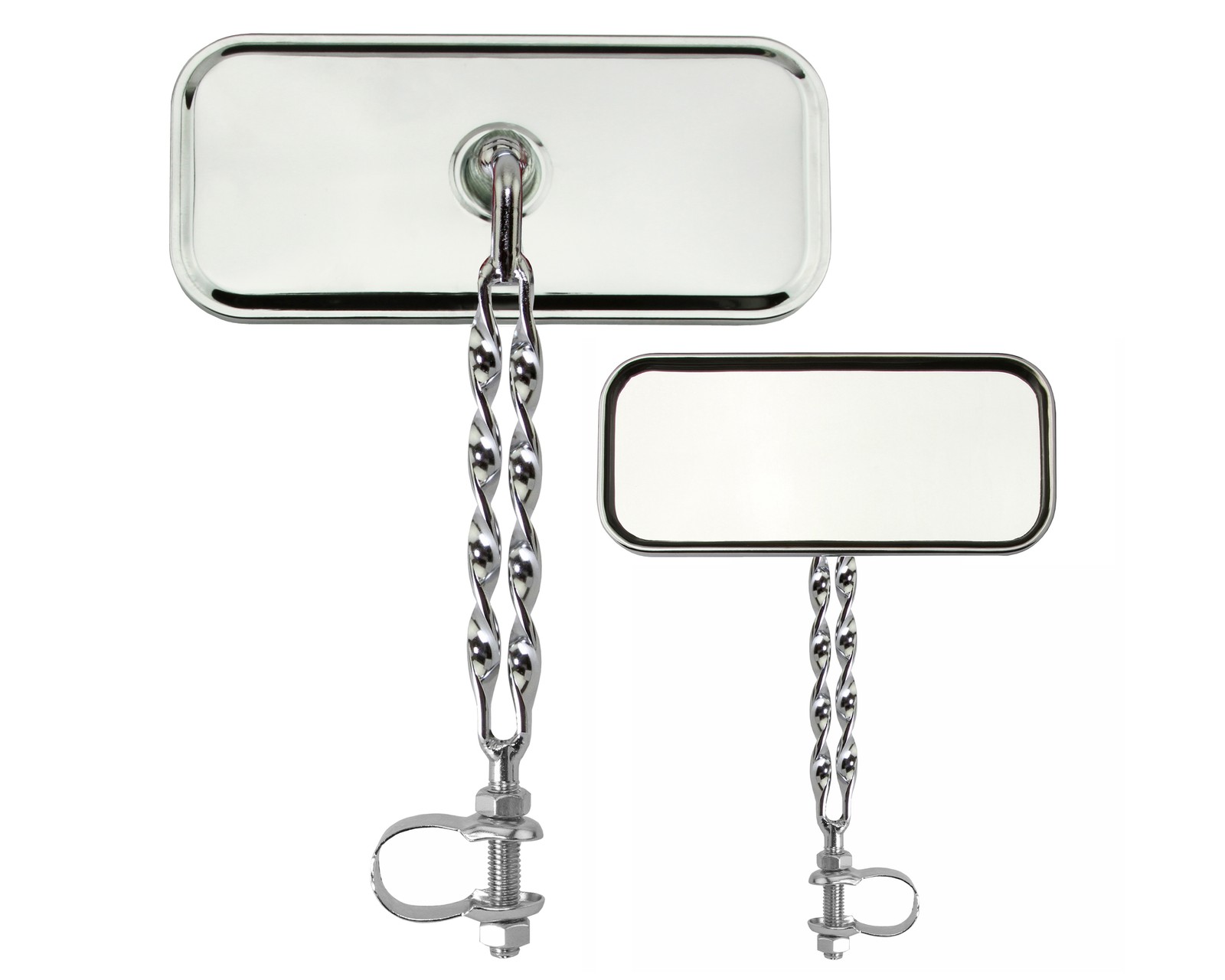 Bike Rectangle Double Flat Twisted Mirror All Chrome.
