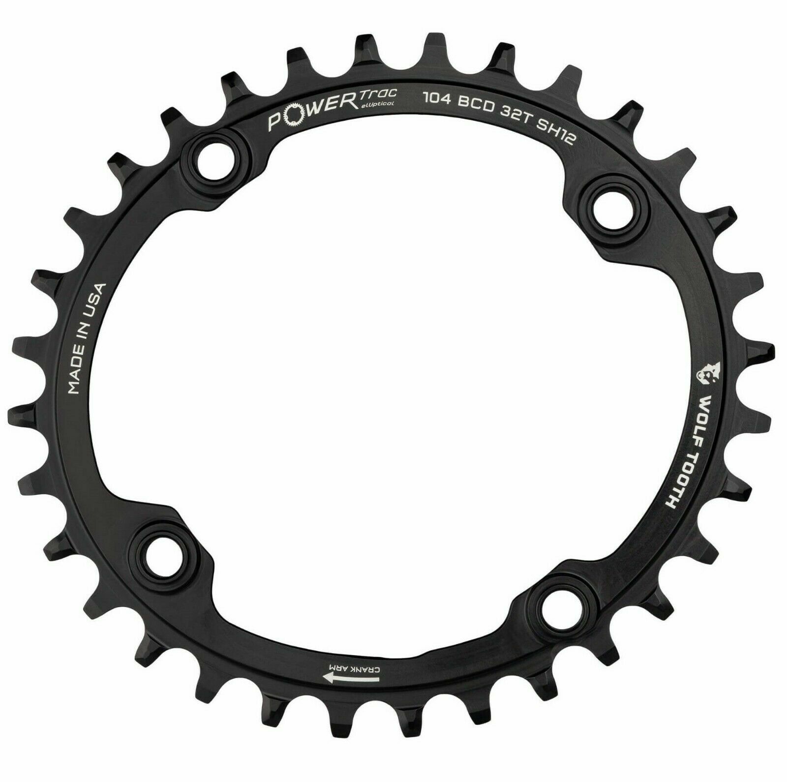 Wolf Tooth 104 BCD Elliptical Chainring for Shimano 12spd Hyperglide+ Chain