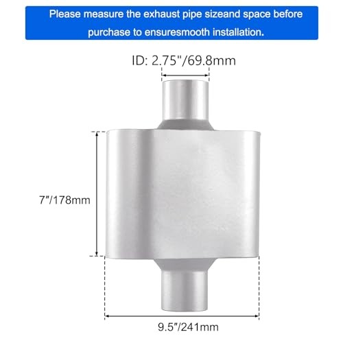 Universal Mufflers, Performance Automotive Exhaust Muffler, Single 2.75″