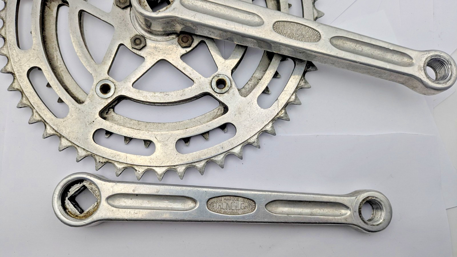 Vintage Stronglight 49D Crankset 170 mm ENGLISH THREAD 9/16″-20 52T / 42T FRANCE