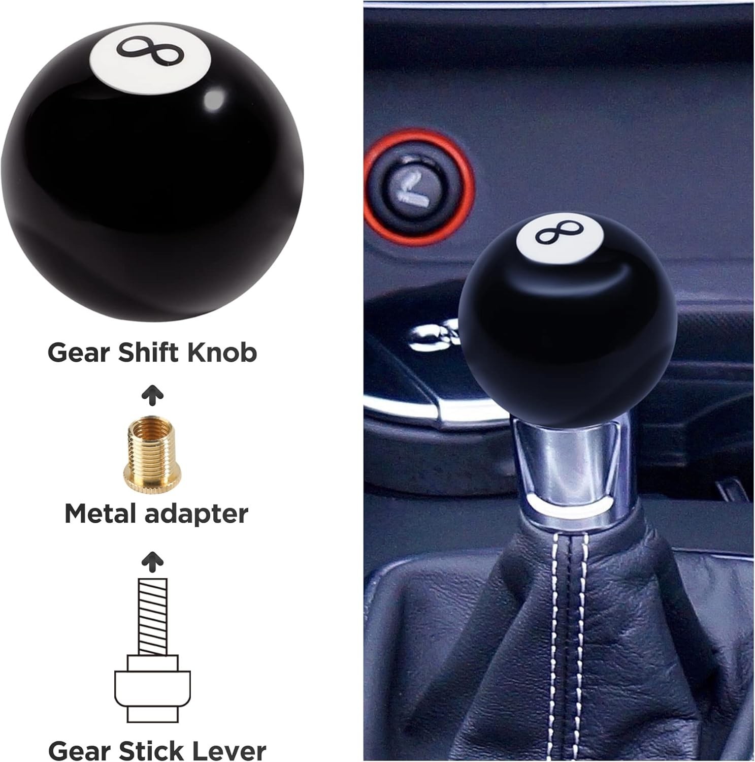 Shift Knob Manual Gear,Round Shift Knob Acrylic Gear,4 5 6 Speed Black8