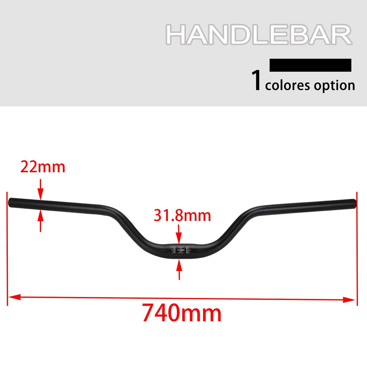 JFG RACING Surron Handlebar,7075 Aluminum 31.8MM Heightened Handlebar, Black