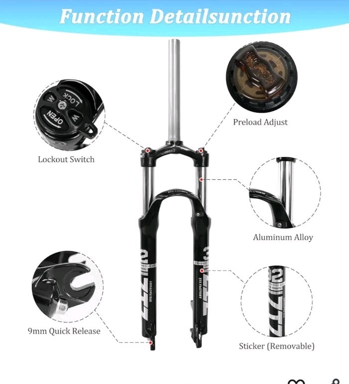 29″ MTB Suspension Fork 100mm Travel & Spacing 9mm QR Hub 28.6mm Straight Tube