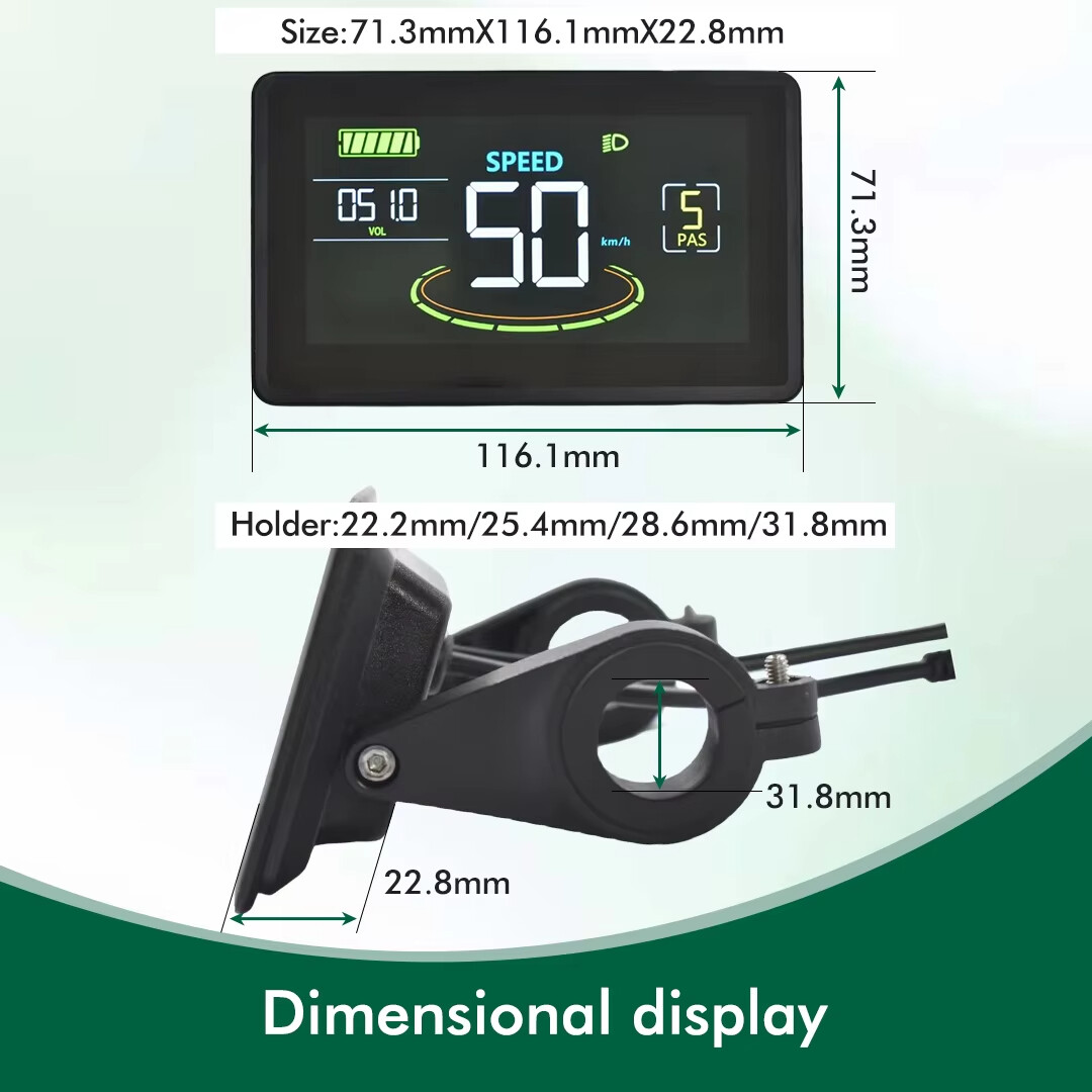 Ebike H6C LCD Display Control Electric Bicycle Speed Meter Speedometer UART No2
