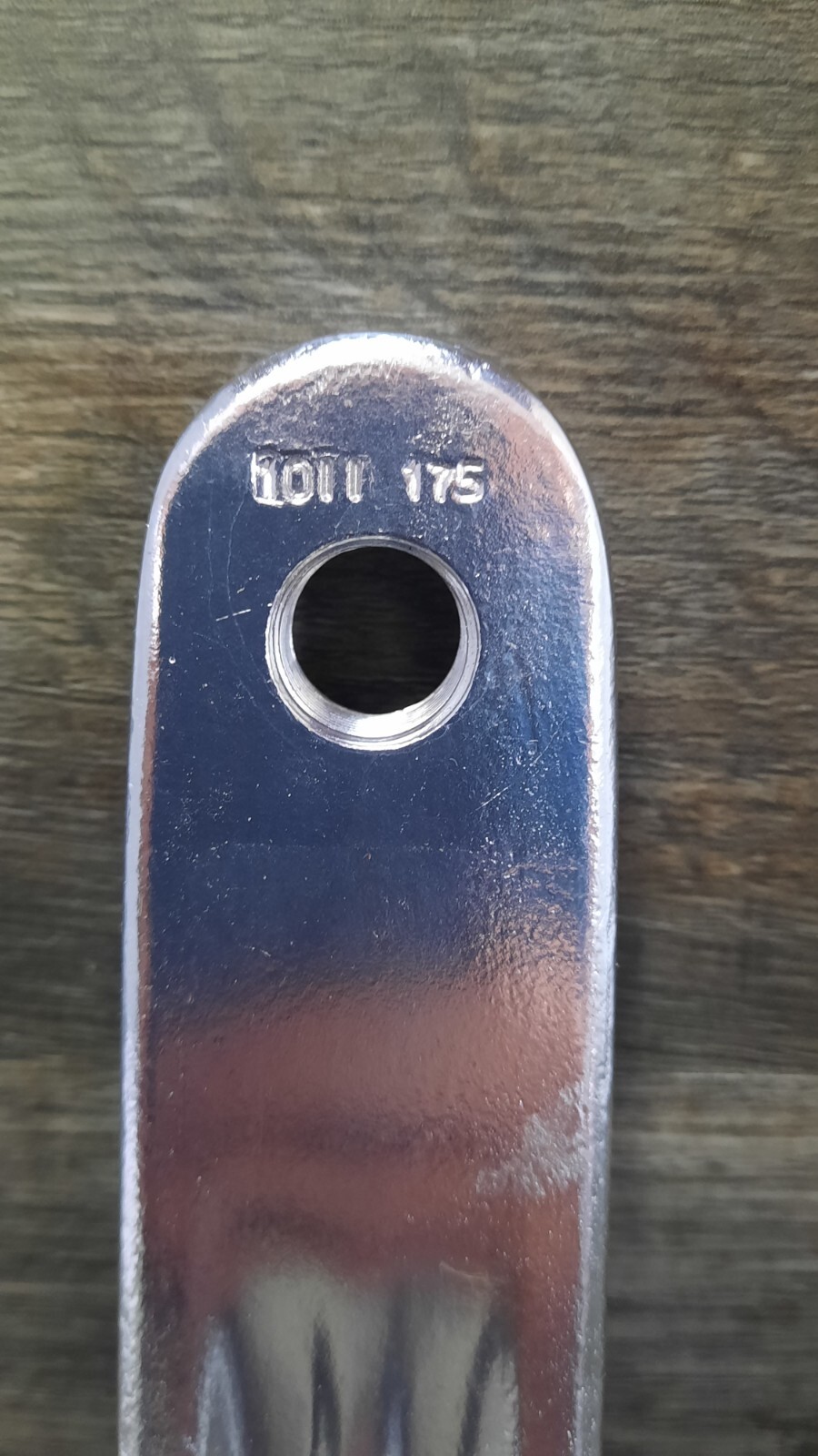 AF-15 175 mm 1011 Left Hand Bycicle Crank Arm with Round Bolt Slot Silver/Chrome