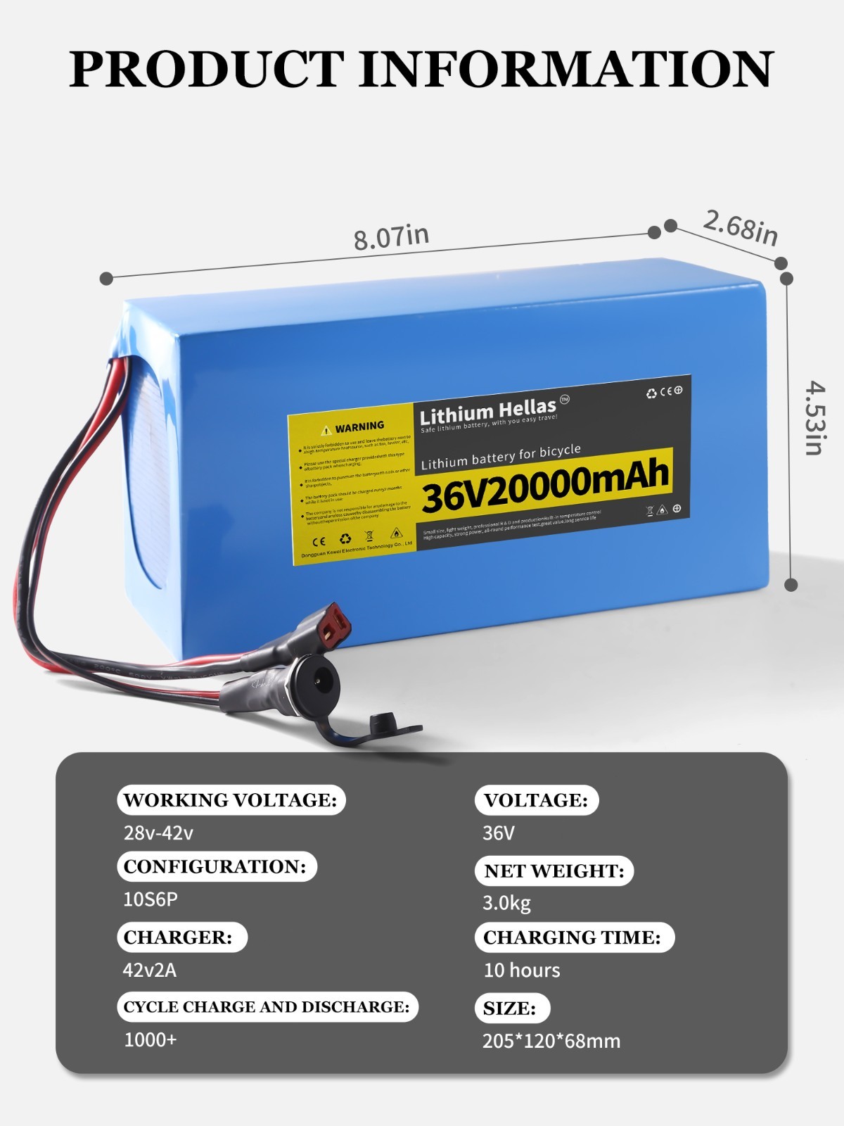 36V20Ah Scooter Ebike Rechargeable Li-ion Battery for ≤750W Motor 30A BMS