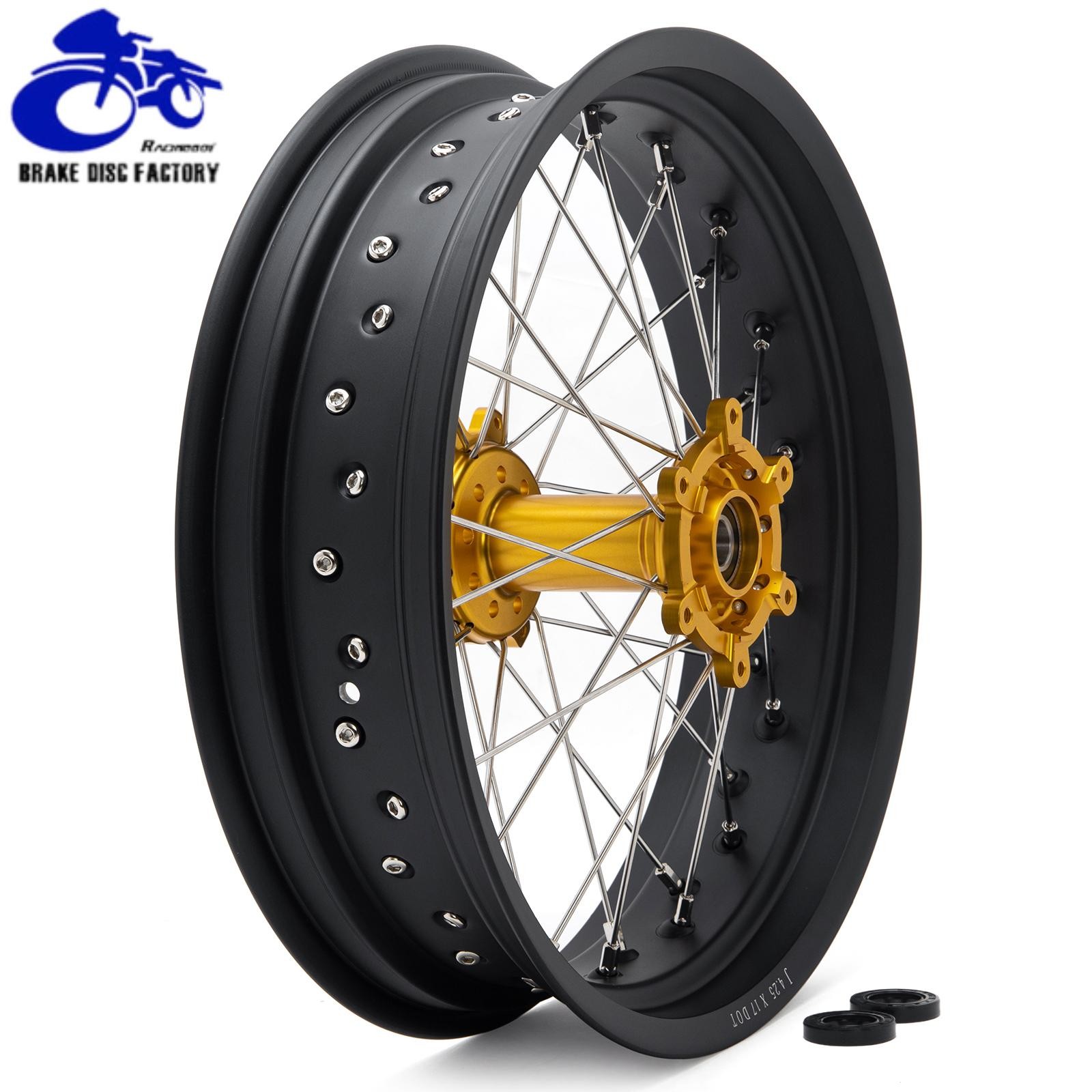 17*3.5/17*4.25 Spoked Wheel Gold Hub Set For SURRON UB Ultra Bee Supermoto eBike