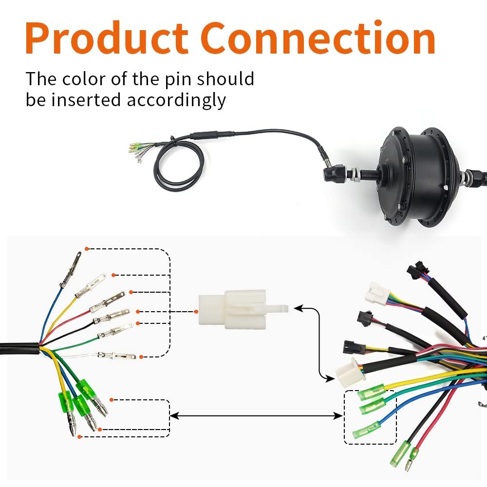 Waterproof 9 Pin Hub Motor Extension Cable for Ebike Conversion 36V 48V 52V 250W