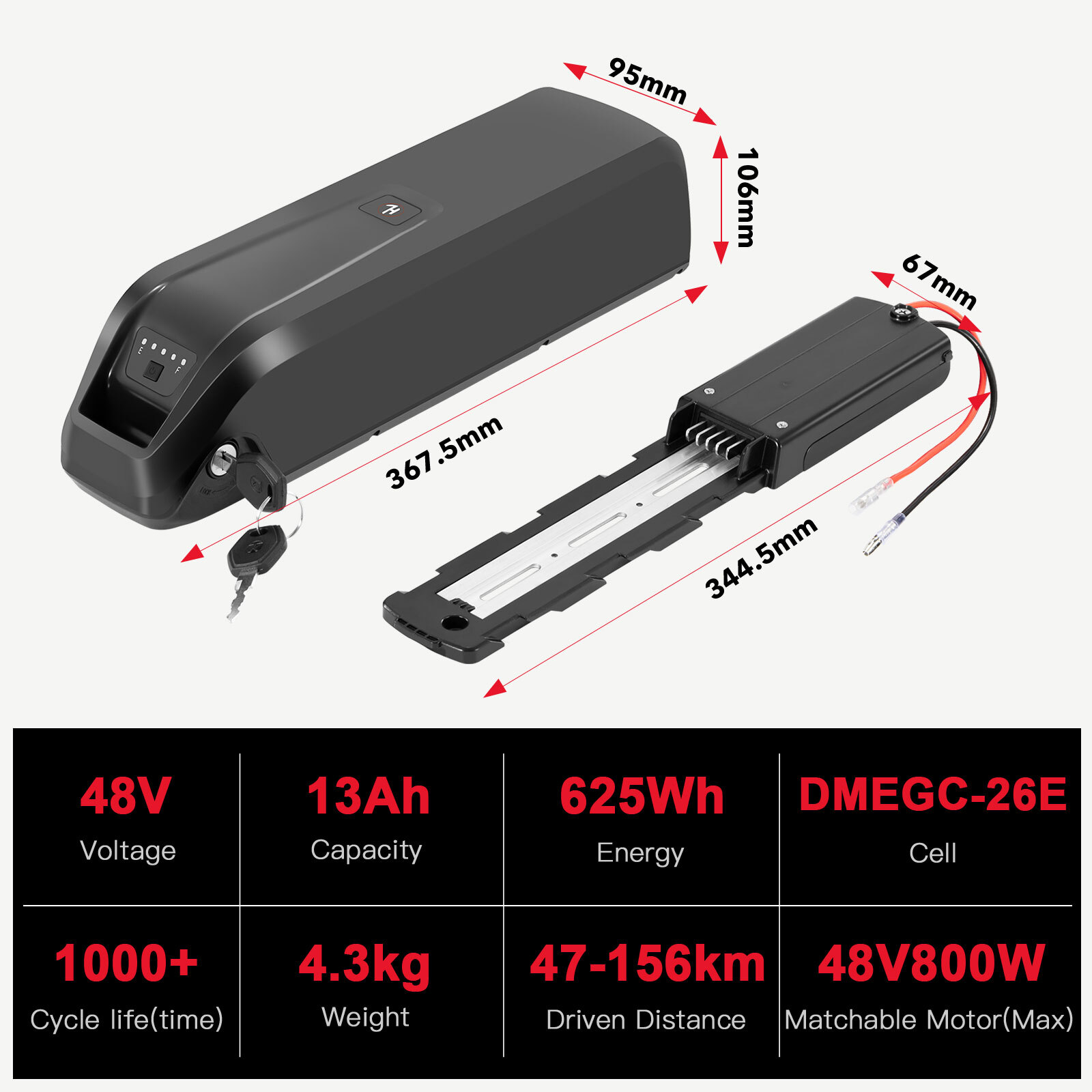 Heybike Battery 36V 48V 13Ah for Race,Race Plus,Race max,Mars 2.0 Ebike Battery