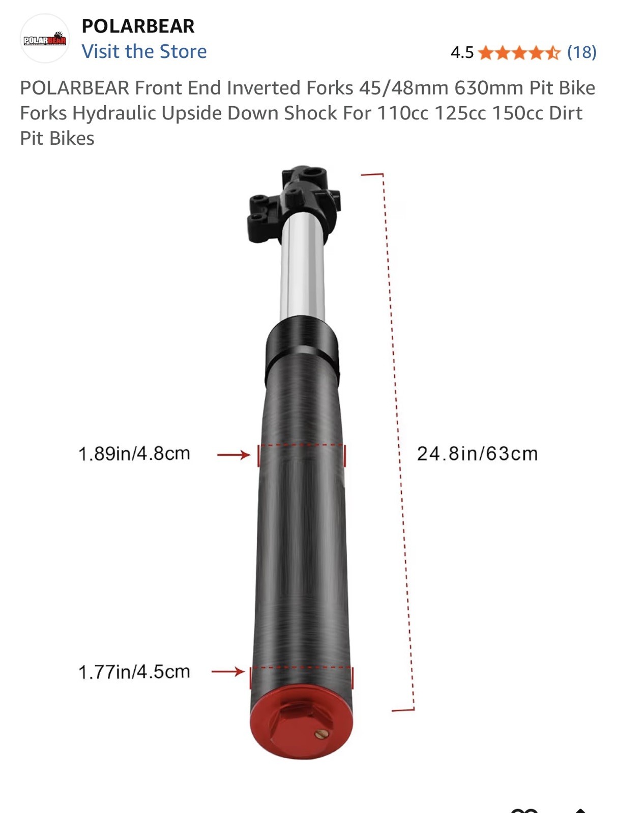 Front End Inverted Forks 45/48mm 630mm Pit Bike Forks Hydraulic Front Forks