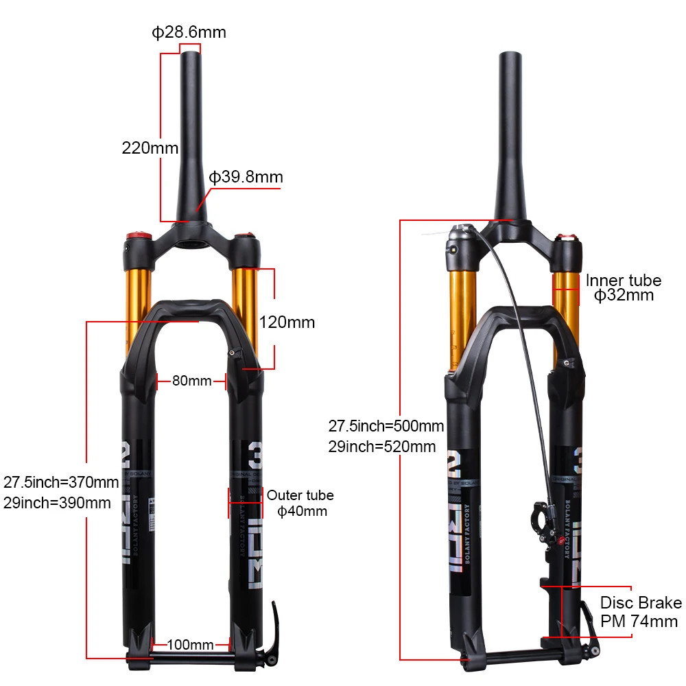 27.5/29inch Mountain Bike Thru Axle Rebound Adjustment Boost Suspension Air Fork