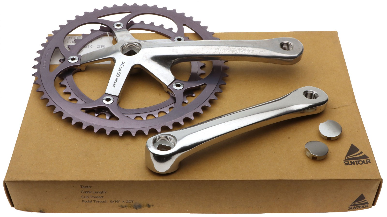 Sun Tour GPX CW-90 Crankset 8 Speed 170mm Silver 53/40 NOS NEW **Driveside Blem