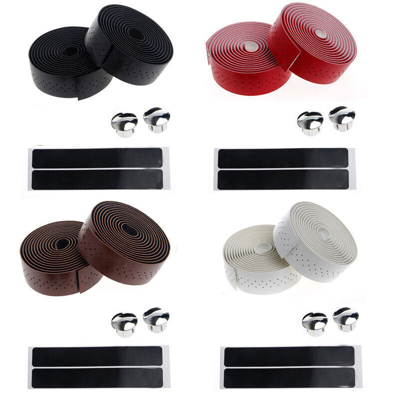 2PCS Breathable Leather Road Bike Handlebar Grip Bar Bicycle Belt Wrap Tape i