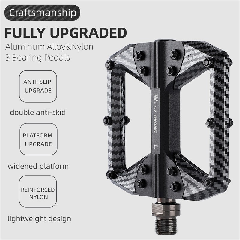 Aluminum Nylon Bicycle Pedals 3 Bearing Carbon Fiber Coating Cycling Bike Pedals
