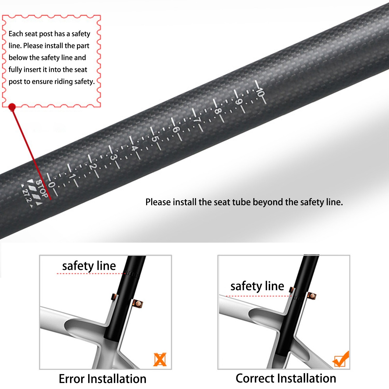 3K Carbon Fiber Bicycle Seatpost Racing Road Bike Seat Post Tube 27.2 x 350 mm