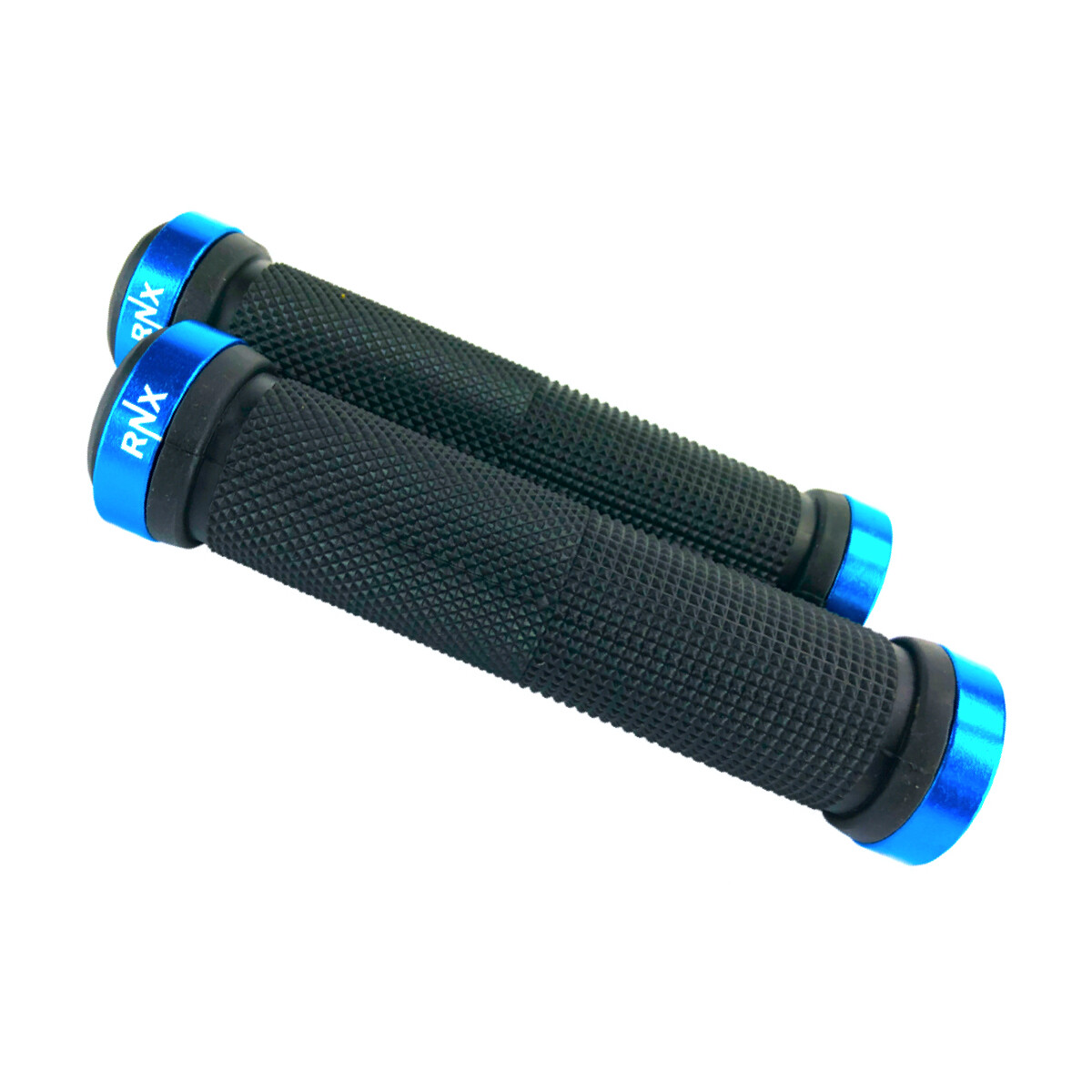 RNX Lock on Blue Bike Grips MTB BMX Mountain Bike Handlebar Grips with End Caps