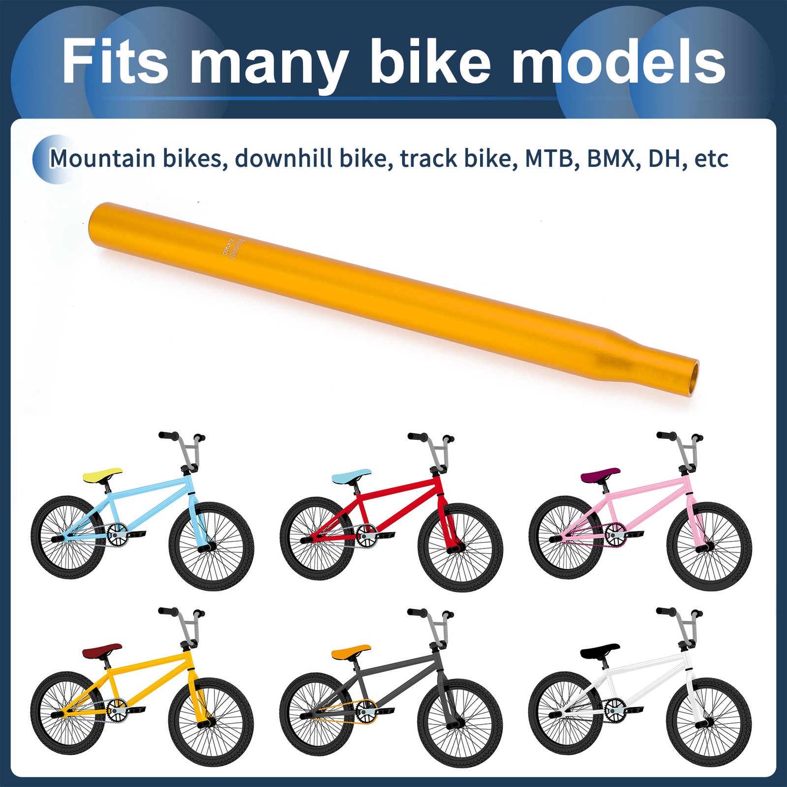 Bike Seat Posts 30.4x400mm Lightweight Post Seat Tube Gold Tone Aluminum Alloy