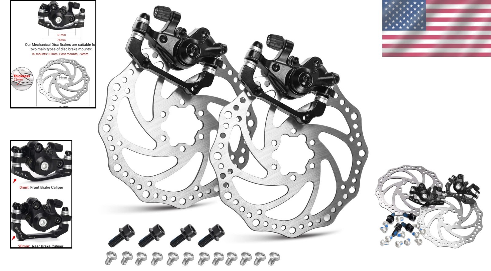High-Performance 2PCS 160mm MTB Disc Brake & Caliper Set – 6-Bolt Compatibility