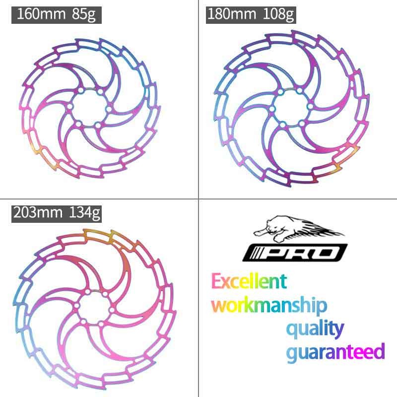 MTB Disc Brake Rotor Oil Slick 160 180 203mm 6-Bolt Hollow Lightweight