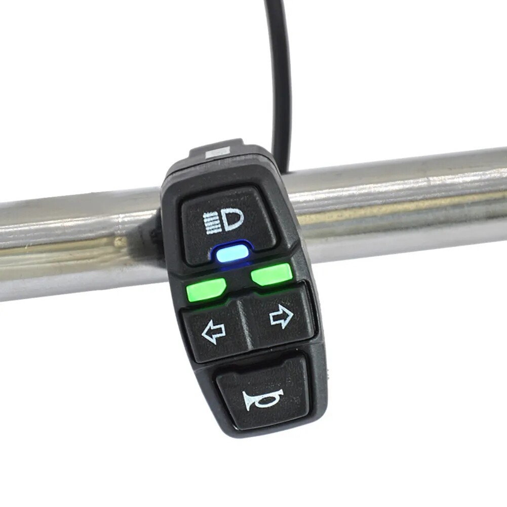 24V-48V E-Bike LED Headlight & Tail Light Set Horn Turn Signal Switch Button NEW