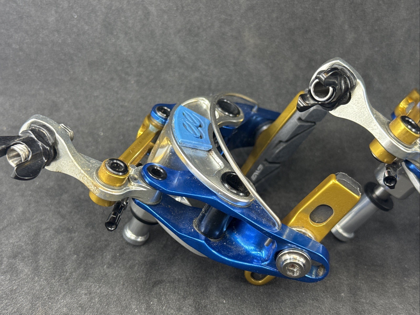 Cane Creek eeBrakes LIMITED EDITION ~ Blue Gold Silver ~ Rim Brakes Center Mount