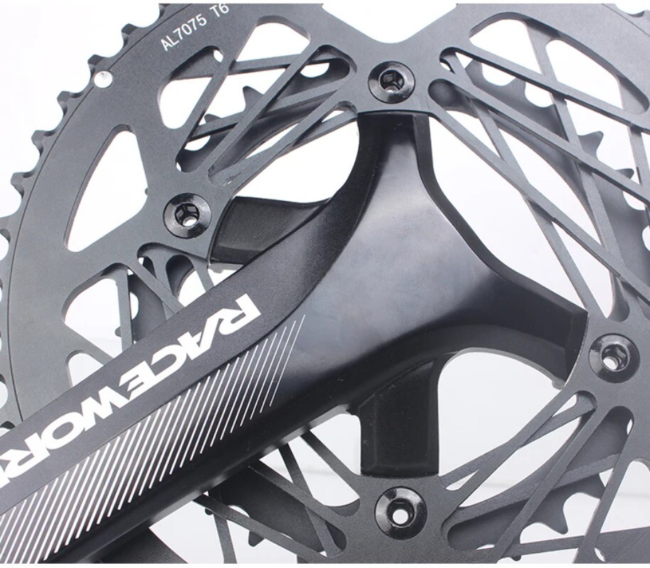 Road Bike Crankset 170MM Hollowtech Crank Arms with Double Round Chainrings BB